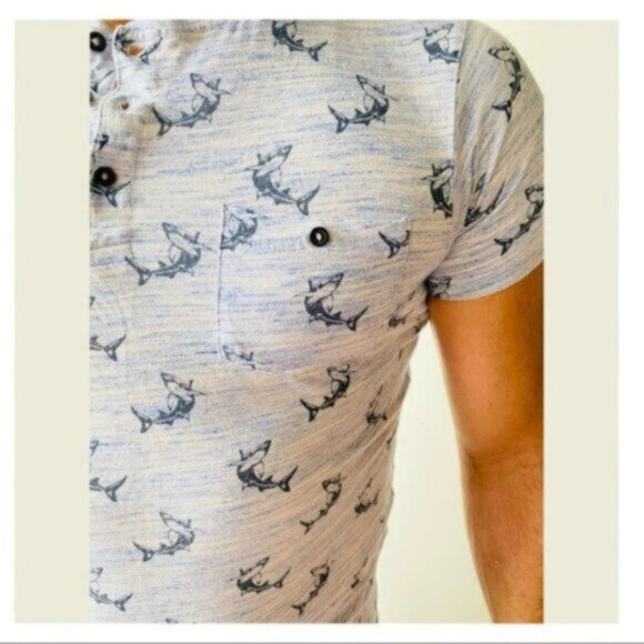 Brave Soul London- Henley Mako Shark short sleeve top​ - Picture 8 of 14
